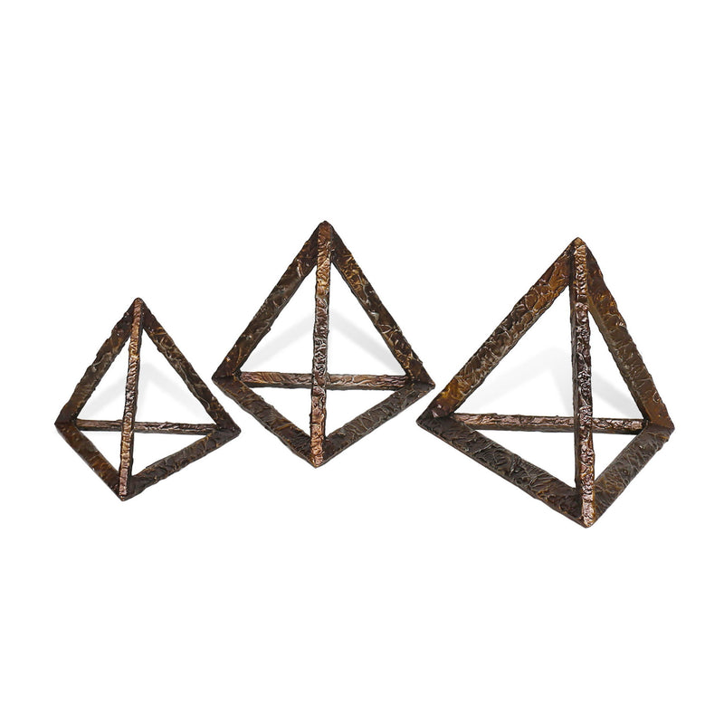 Pyramid Tabletop Sculptures (Set of 3) - Bronze