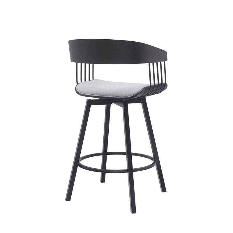 Fabric With Metal Swivel Counter Height Bar Chair - Light Gray And Black