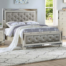 Load image into Gallery viewer, Glamorous Tufted Headboard Bed With Mirror Trim
