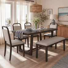Load image into Gallery viewer, Farmhouse Dining Set With 4 Upholstered Chairs &amp; 1 Bench
