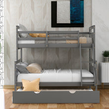 Load image into Gallery viewer, Twin over Full Bunk Bed with Ladder, Twin Size Trundle, Safety Guardrail, Gray(Old SKU:SM000208AAE-1)
