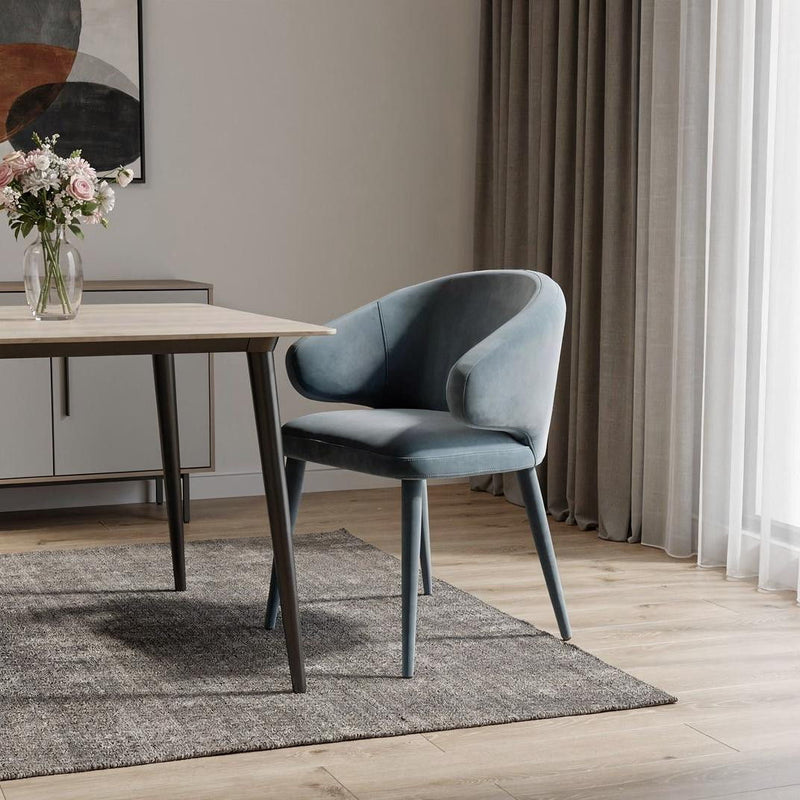 Fabric Wrapped Dining Chair - Blue / Gray