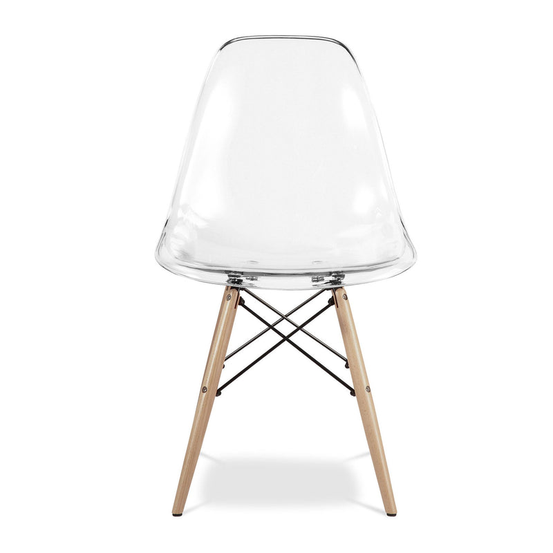 Heavy Duty Plastic Wood Dining Side Chair - Clear