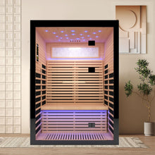 Load image into Gallery viewer, Luxury Double Far Infrared Sauna Room With Epoxy Heating Plates And Starry Sky Lighting - Black / Natural
