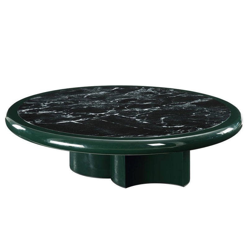 Wood Round Pedestal Coffee Table - Dark Green
