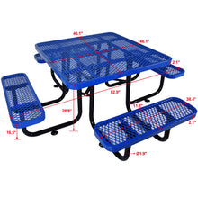 Load image into Gallery viewer, Square Outdoor Steel Picnic Table, With Umbrella Pole
