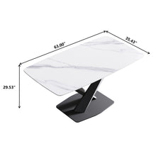 Load image into Gallery viewer, 63&quot; Modern Artificial Stone Dining Table, 6 People - White / Black
