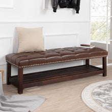 Load image into Gallery viewer, Bedroom End Of Bed Bench Tufted Upholstered End Of Bed Bench End Of Bed Entrance Shoe Bench With Nailhead Trim And Shelf Bedroom Upholstered Bench Living Room Shoe Rack Footstool

