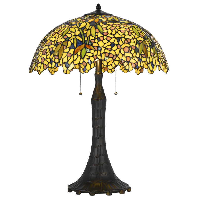 Abstract Two Light Round Tiffany Lamp With Dome Shade (752018) - Bronze