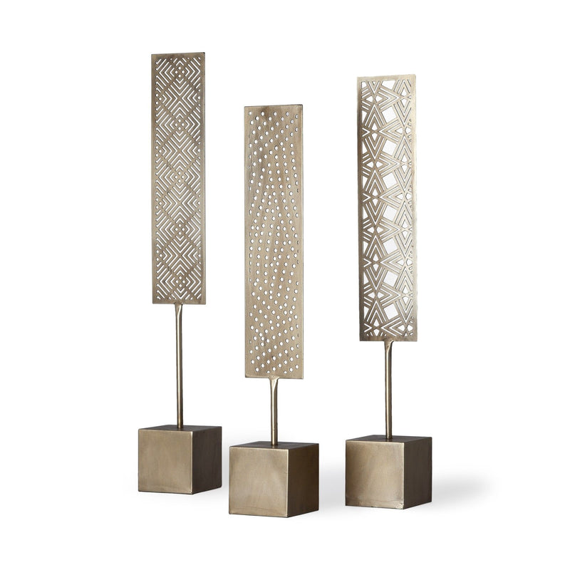 Modern Abstract Tabletop Sculpture (Set of 3) - Gold