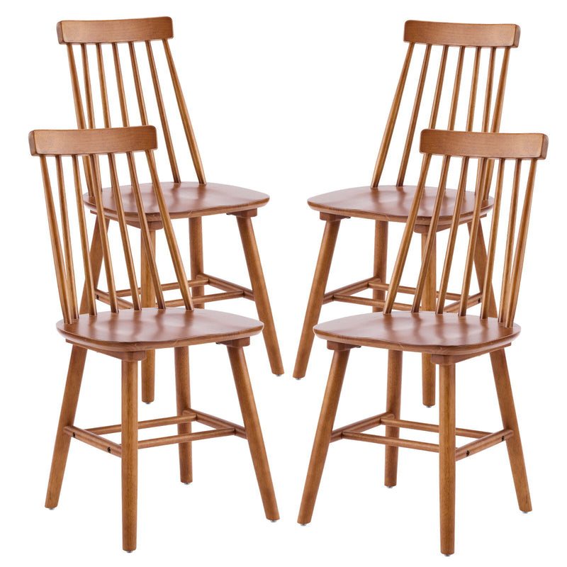 Solid Wood Windsor Back Dining Side Chairs (Set of 4) - Walnut