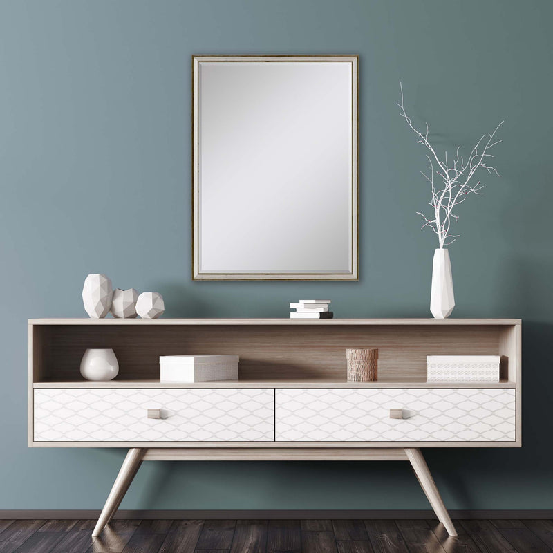 38" Wood Accent Mirror - Silver