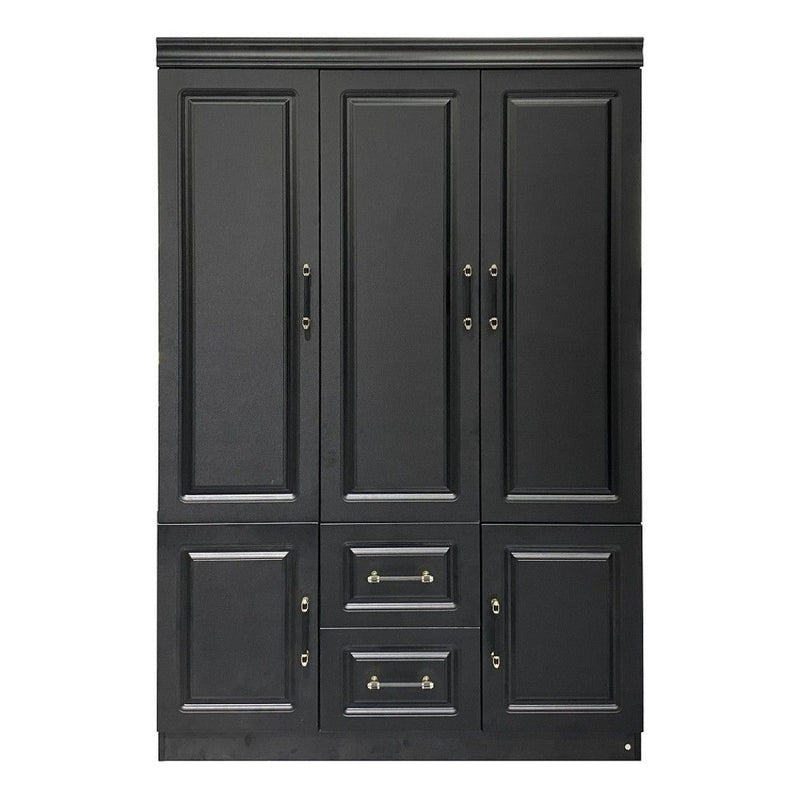 71" Wood Five Door Two Drawer Combo Dresser - Black