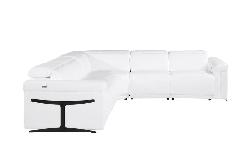Italian Leather Modular L Shaped Five Piece Corner Sectional - White