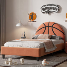 Load image into Gallery viewer, Basketball Design Upholstered Twin Platform Bed Sport Style Bed For Boys &amp; Girls, Teens - Orange
