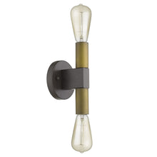 Load image into Gallery viewer, Two Light And Wood Wall Sconce - Brass
