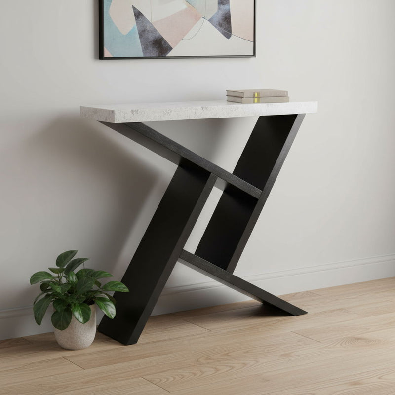 Abstract Console Table With Shelves - Gray And Black