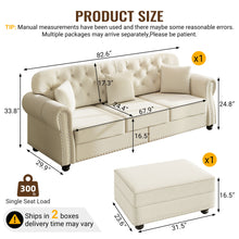 Load image into Gallery viewer, Upholstered 3 Seater Sofa Set With Ottoman
