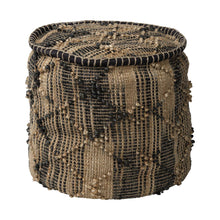 Load image into Gallery viewer, Jute Cylindrical Pouf With Popcorn Stich - Tan
