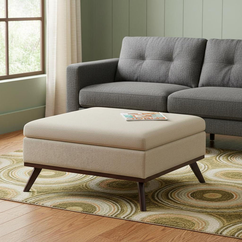 Fabric Cocktail Ottoman With Storage - Brown