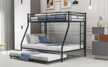 Load image into Gallery viewer, Twin over Full Bed with Sturdy Steel Frame, Bunk Bed with Twin Size Trundle, Two-Side Ladders, Black(OLD SKU:MF194424AAB)
