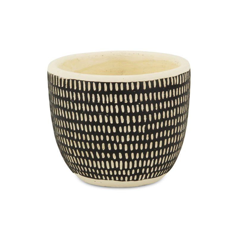 Dotted Round Pot Planter (487439) - Black / White