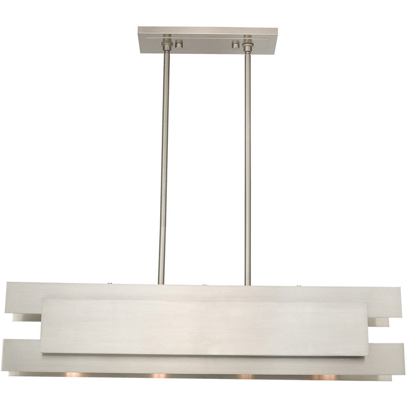 17'' Four Light Dimmable Chandelier With Shades - Nickel