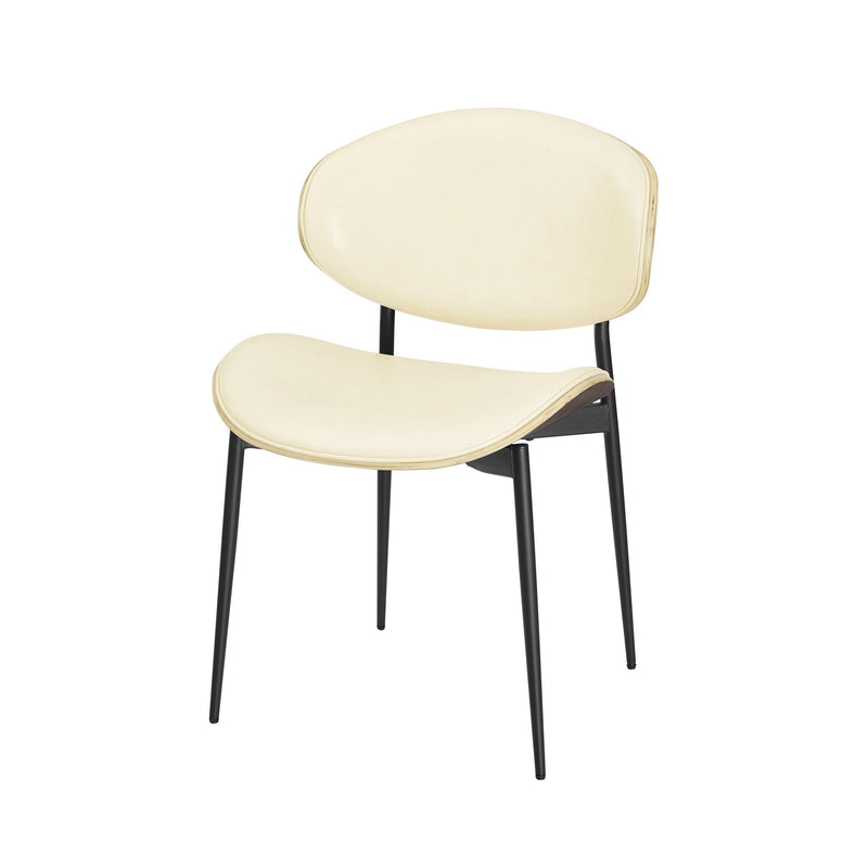 Upholstered Faux Leather Curved Back Dining Side Chairs (Set of 2) - White