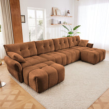Load image into Gallery viewer, Sofa Set With Ottoman And Pillows, Textured, High Resilience Cushions
