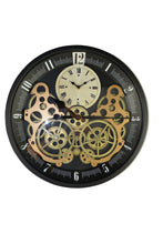 Load image into Gallery viewer, Silent Skeleton Exposed Gear Round Wall Clock - Black / Gold / White
