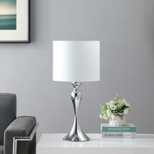 Load image into Gallery viewer, Sleek Table Lamp With Off-White Drum Shade - Silver
