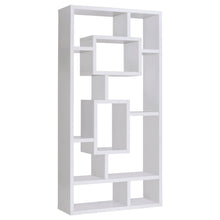 Load image into Gallery viewer, Geometric 10 Shelf Open Back Bookcase With Interlocking Shelves - White
