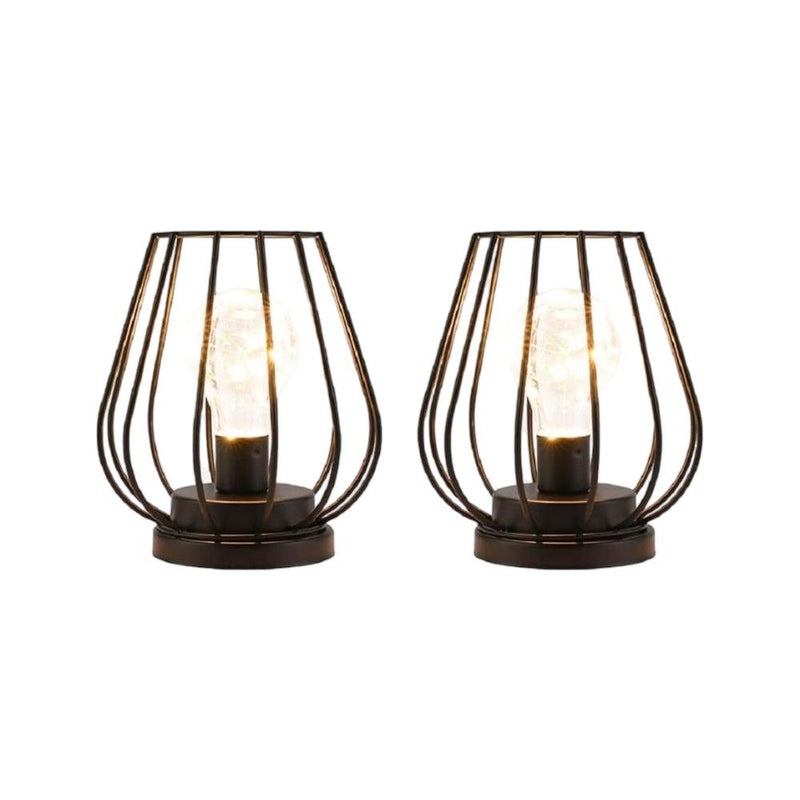 Geometric Cage Cordless Desk Lamps (Set of 2) - Black