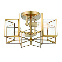 Load image into Gallery viewer, Unique Statement Two Light Metal Dimmable Flush Chandelier With Shades - Brass
