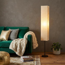 Load image into Gallery viewer, 63" Black And Off White Column Floor Lamp With Off White Paper Rectangular Shade
