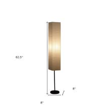 Load image into Gallery viewer, 63" Black And Off White Column Floor Lamp With Off White Paper Rectangular Shade
