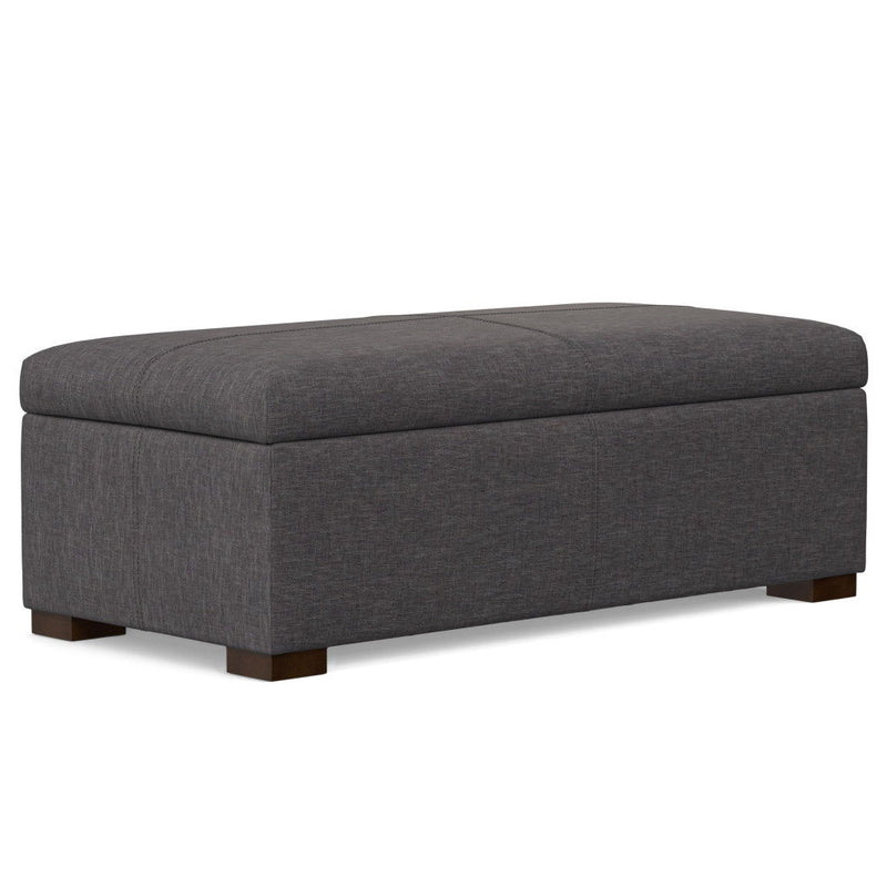 48" Upholstery Storage Ottoman - Walnut / Slate Gray
