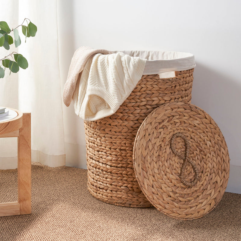 Round Laundry Hamper With Lid - Light Brown