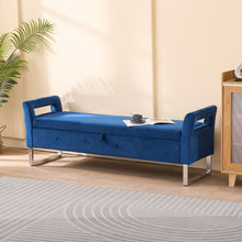 Load image into Gallery viewer, Wide Storage Soft Ottoman Bench With Armrests

