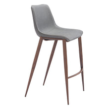 Load image into Gallery viewer, 30" Modern Slate Faux Leather And Steel Bar Height Bar Chairs (Set of 2) - Gray
