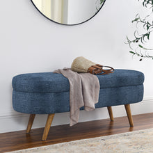 Load image into Gallery viewer, Modern Ottoman Oval Storage Bench With Rubber Wood Legs

