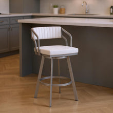 Load image into Gallery viewer, Swivel Low Back Counter Height / Bar Chair - White / Silver
