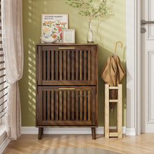 Load image into Gallery viewer, Medieval Modern Shoe Cabinet With 2 Flip Drawers And Fence Design
