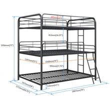 Load image into Gallery viewer, Triple Bunk Bed, Full Size With Sturdy Metal Frame And Safe Stairs - Black
