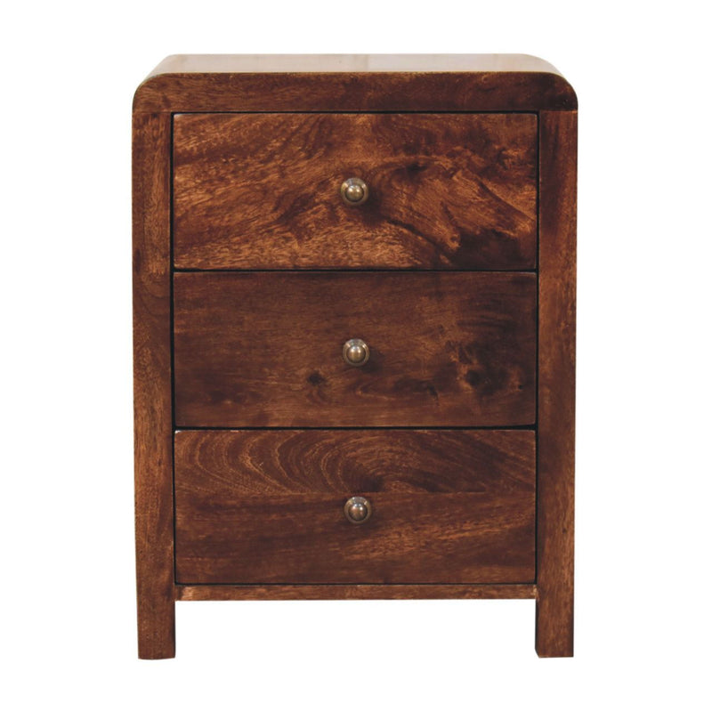 24" Solid Wood Three Drawer Nightstand - Walnut
