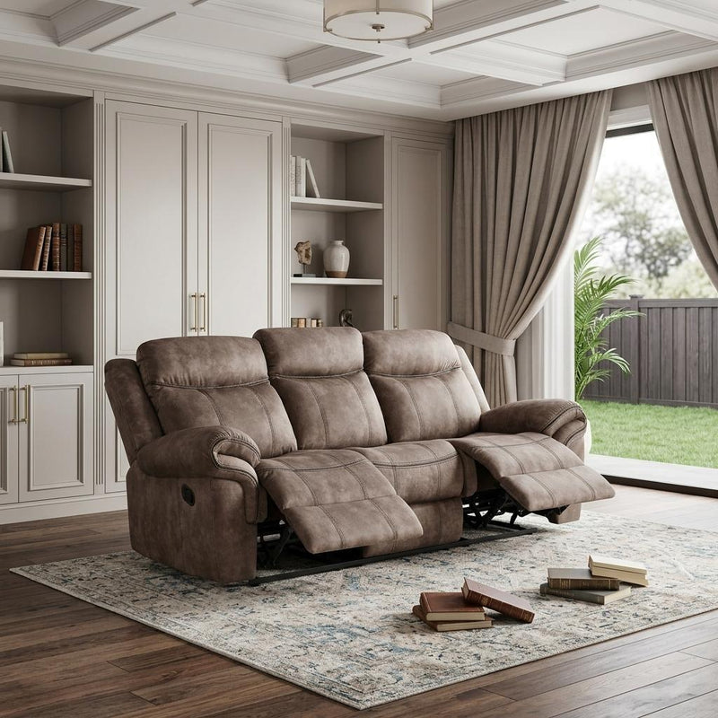 Velvet Reclining USB Sofa And Storage - Chocolate