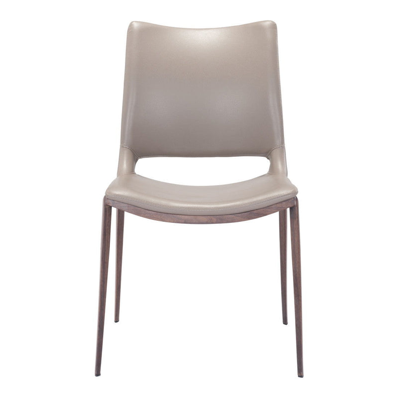 Upholstered Faux Leather Dining Side Chairs (Set of 2) - Gray / Espresso