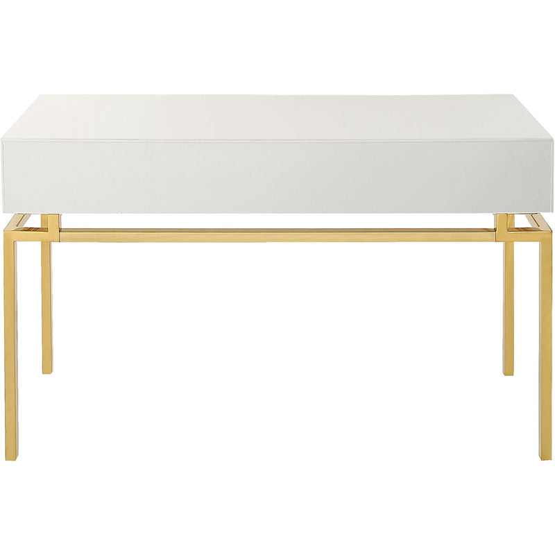 Mirrored Console Table And Drawers - White And Gold