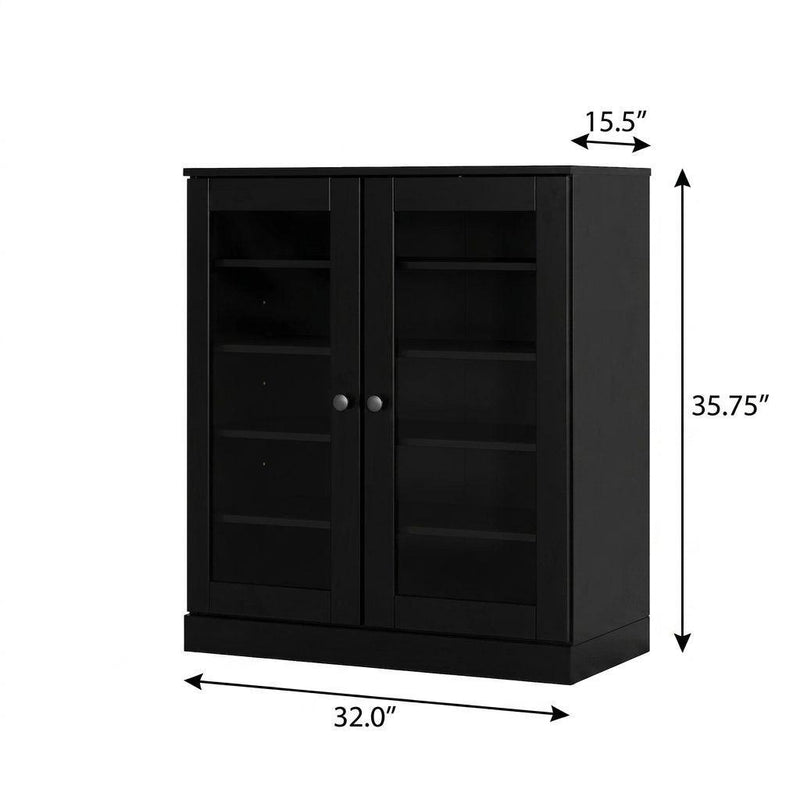 Twenty Pair Solid Woodshoe Storage Cabinet (752333) - Black