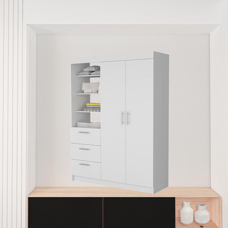 Accent Cabinet Soft Close With Three Shelves And Three Drawers - White